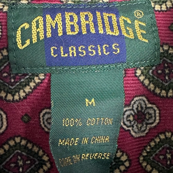 Cambridge classics maroon paisley corduroy button down size medium - Picture 4 of 6